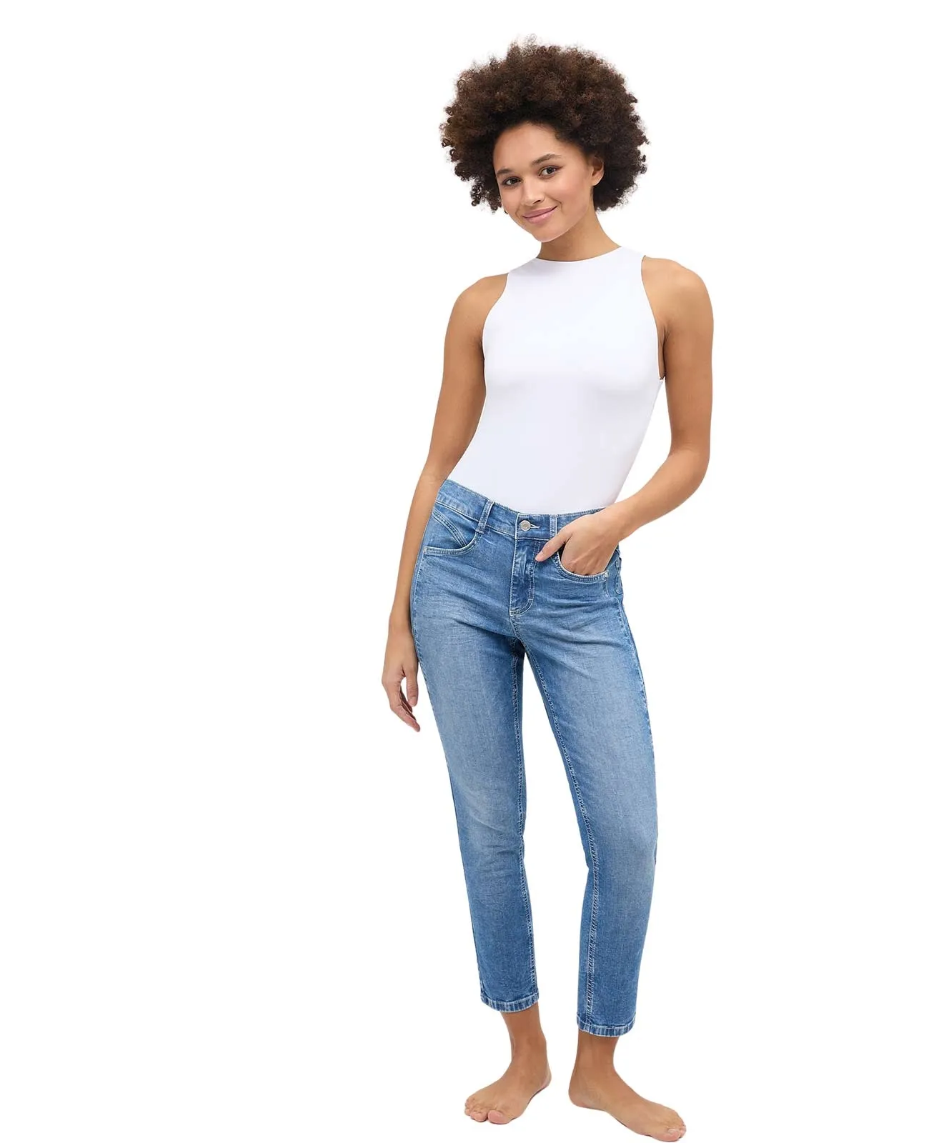 Angels 7/8 Jeans Ornella Seam in Light Blue Random Used