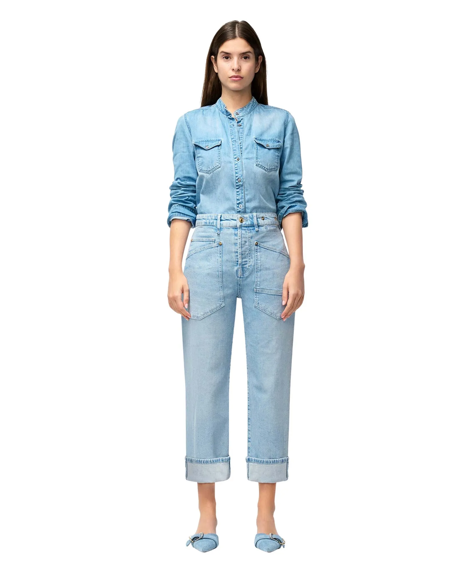 MAC Straight Jeans Baggy Straight in Light Blue Net Washed