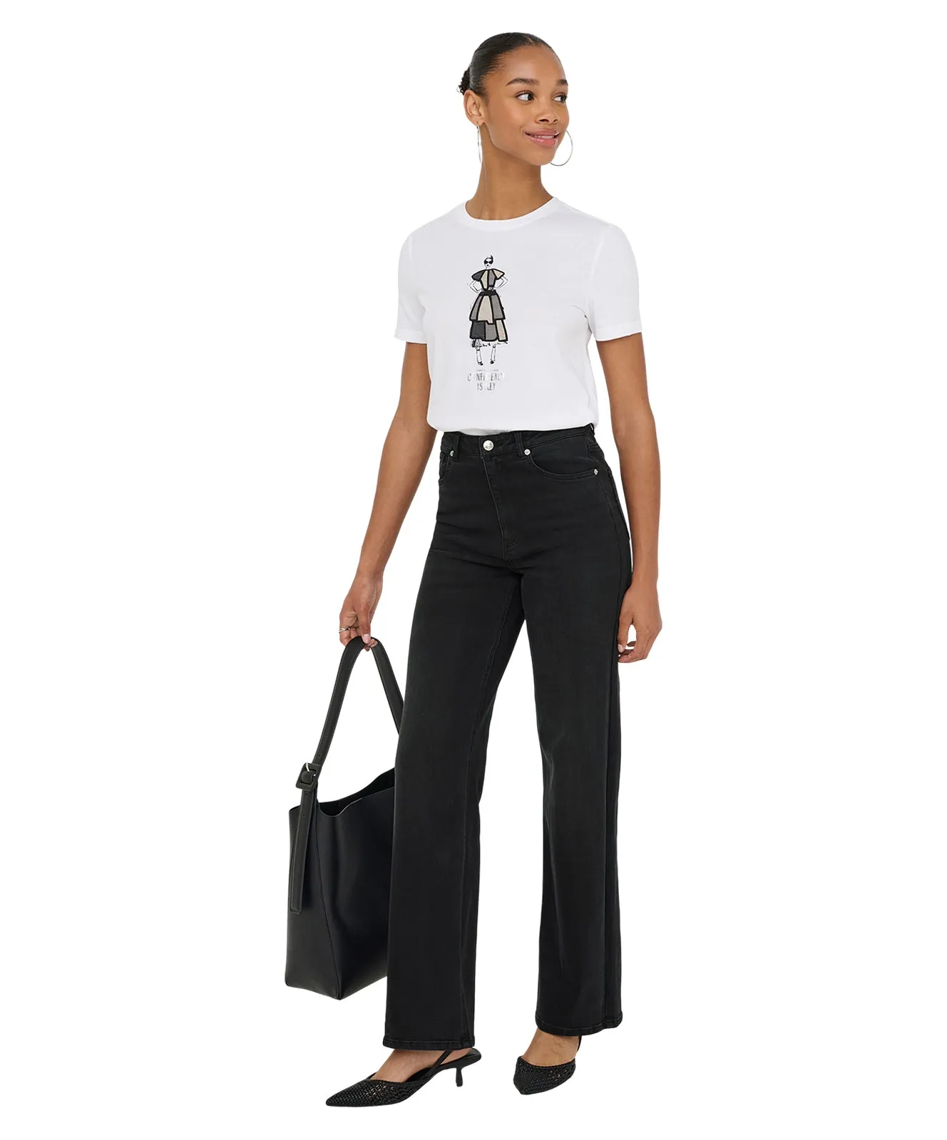 ONLY Jeans Juicy mit weitem Bein in Schwarz