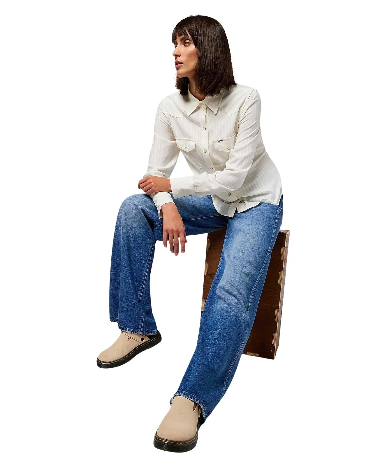 Wrangler World Wide Jeans in blauer Promises-Waschung