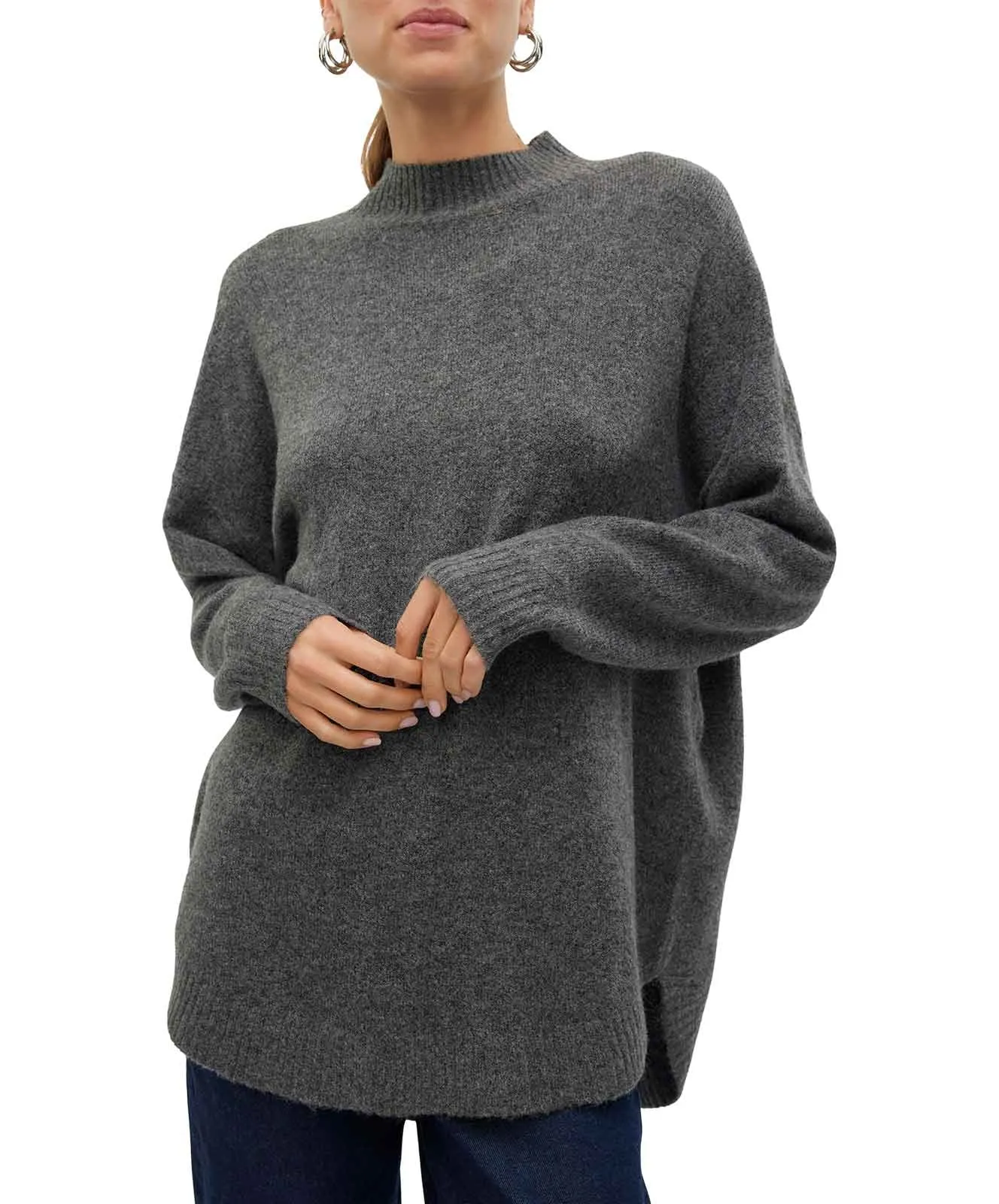 Vero Moda Strickpullover Plaza in Medium Grey Melange