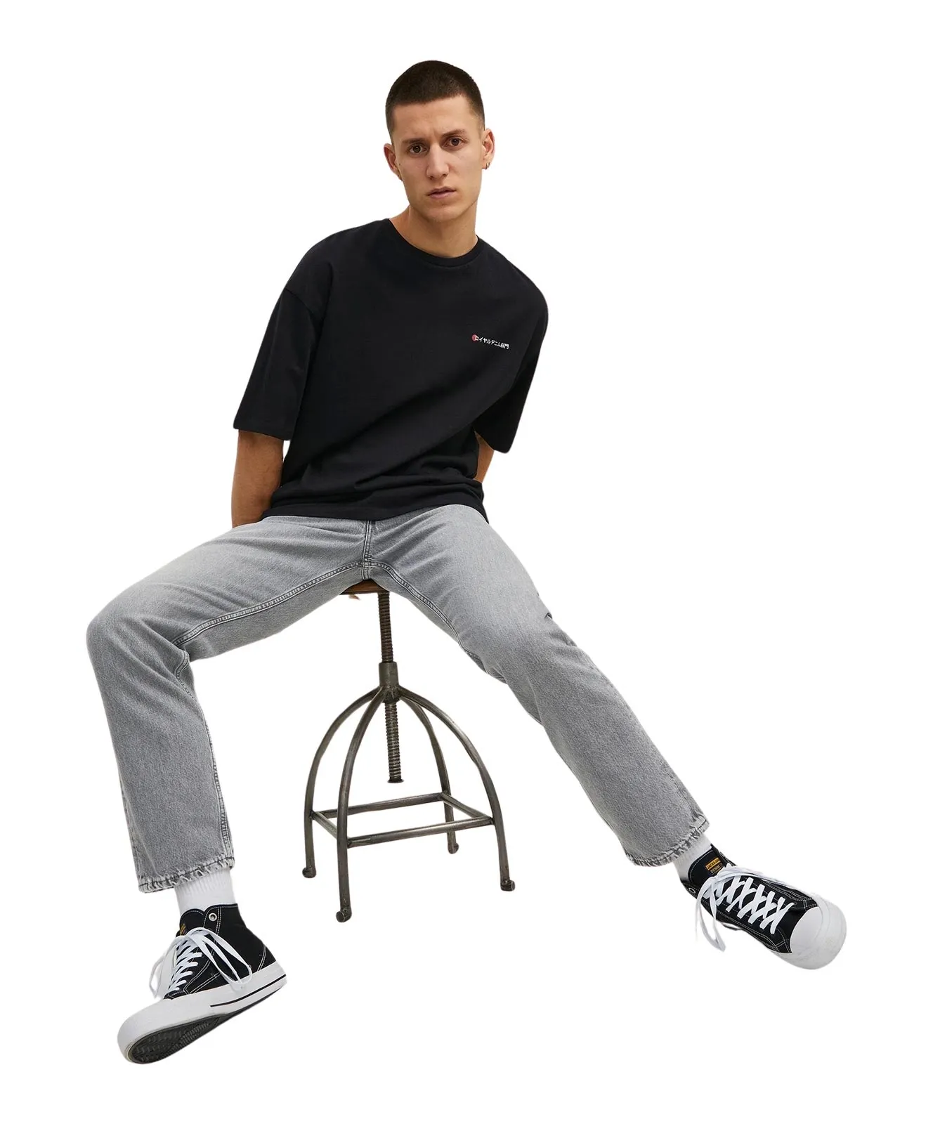 Jack & Jones Loose Fit Jeans Chris in Grey Denim