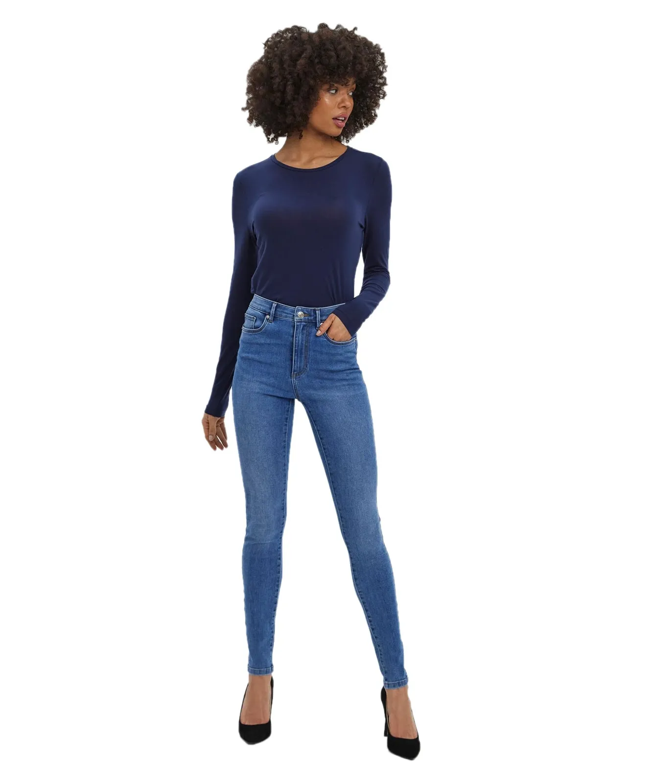 Vero Moda High Waisted Jeans Sophia in Medium Blue
