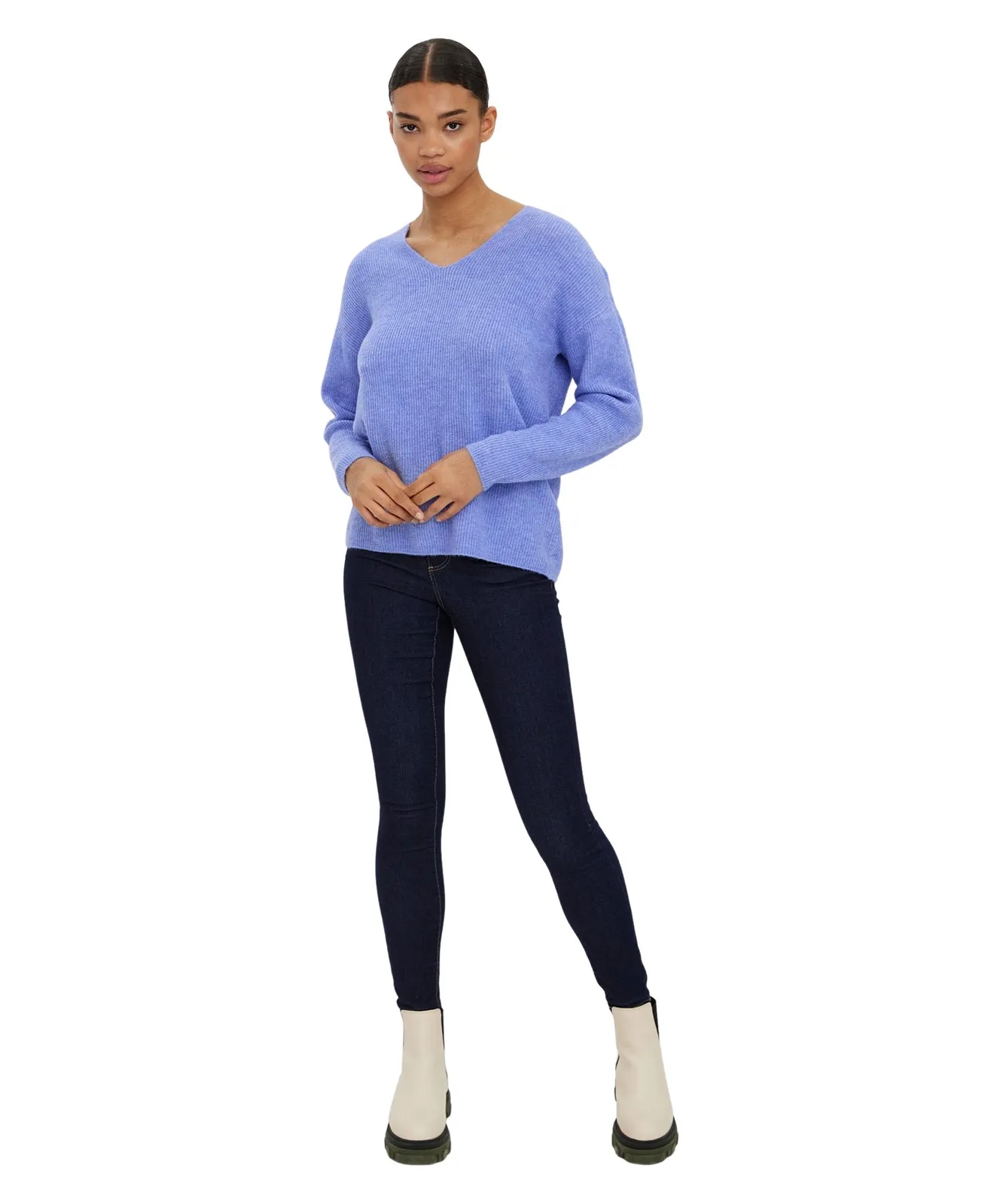 Vero Moda Strickpullover Crewlefile in Jacaranda