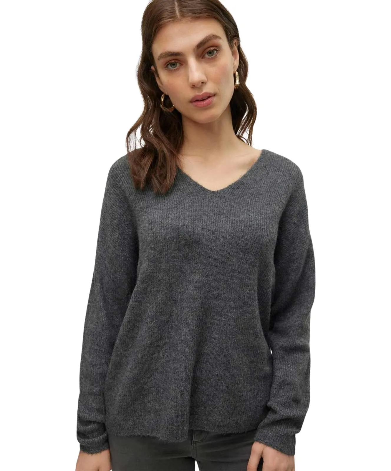 Vero Moda Strickpullover Crewlefile in Medium Grey Melange