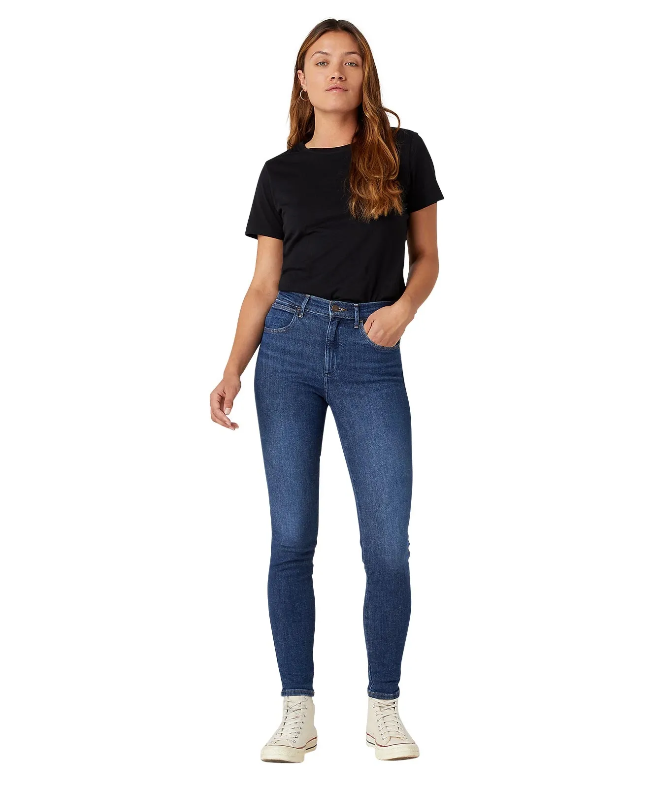 Wrangler High Waisted Jeans High Rise Skinny in Good News