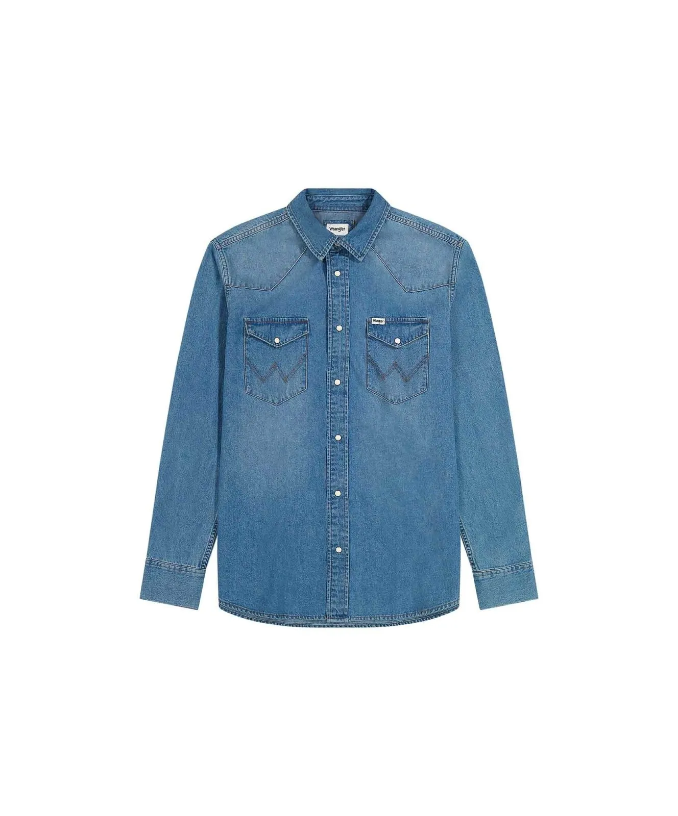 Herren Hemd Western Shirt von Wrangler in Mid Light Wash