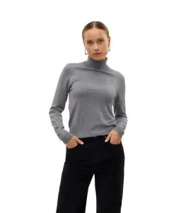 Vero Moda Strickpullover Iris in Grau mit Rollkragen