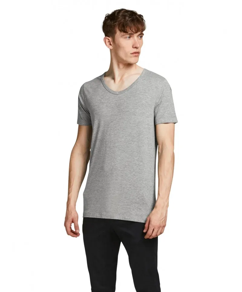 Produktbild von JACK & JONES Herren-Basic-T-Shirt – V-Neck, Kurzärmlig, Aus Baumwollmischung, Einfarbig
