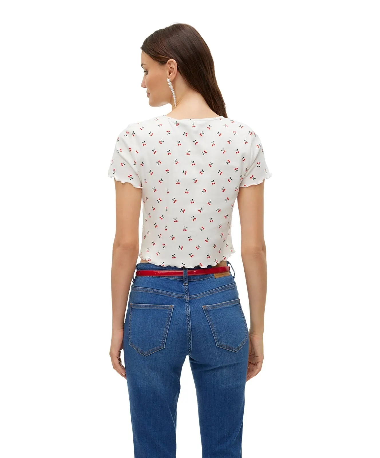 Damen Shirt Harry von Vero Moda in Snow White Dark Red Cherry