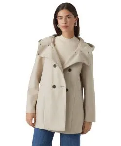 Vero Moda Mantel Fortune Shila mit Großer Kapuze in Beige