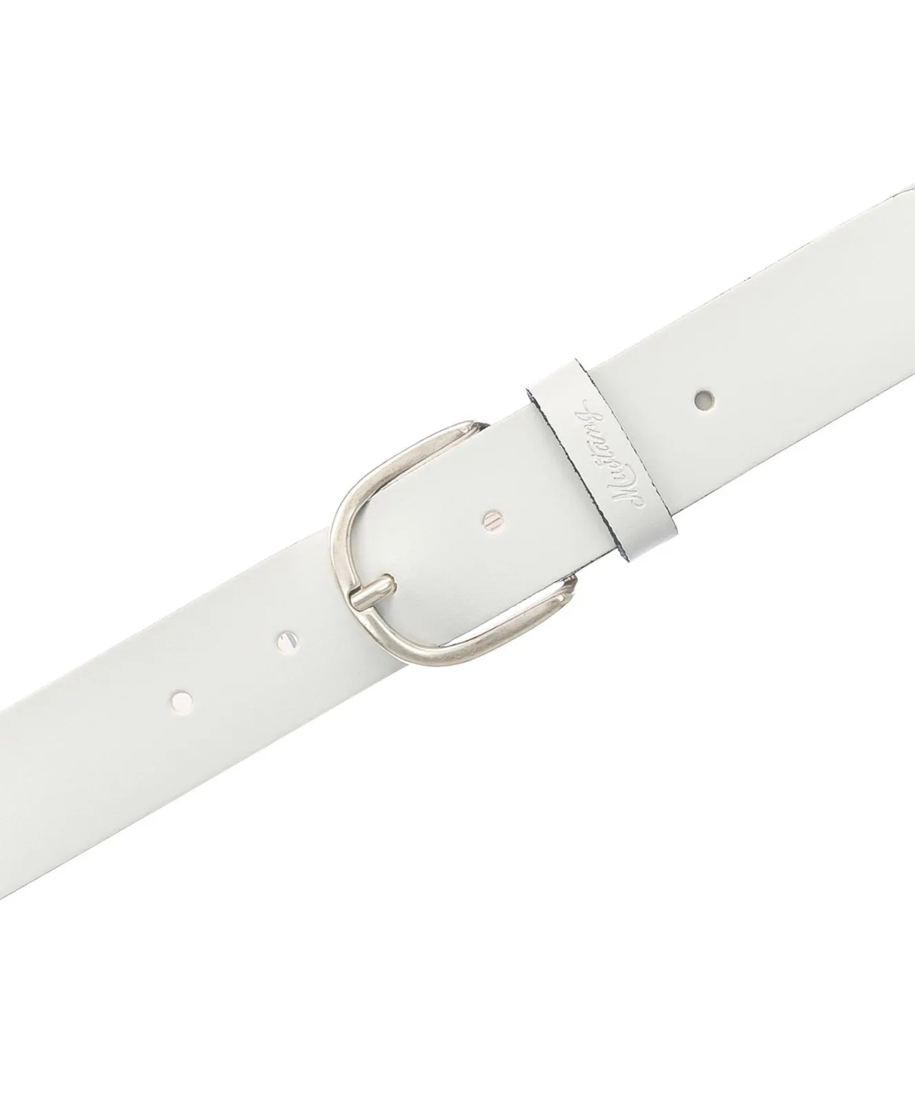 Damen Gürtel 35 mm Ledergürtel mit geprägtem Logo von Mustang in Weiß
