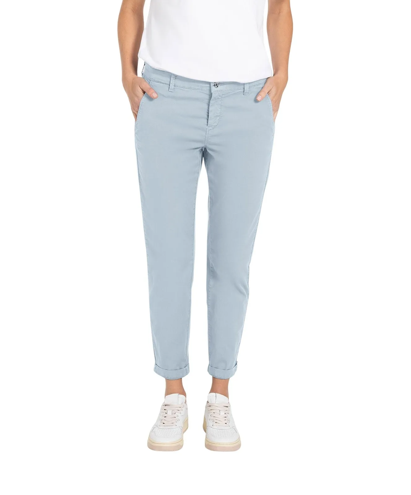 Damen Hose Chino Turn Up von MAC in Ice Blue
