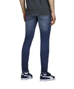 Jack & Jones Jeans Skinny Fit Liam in mittelblauem Used-Look