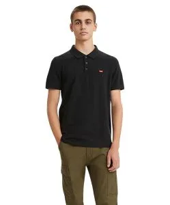 Levi's Poloshirt Housemark Polo in schwarzer Piqué-Qualität