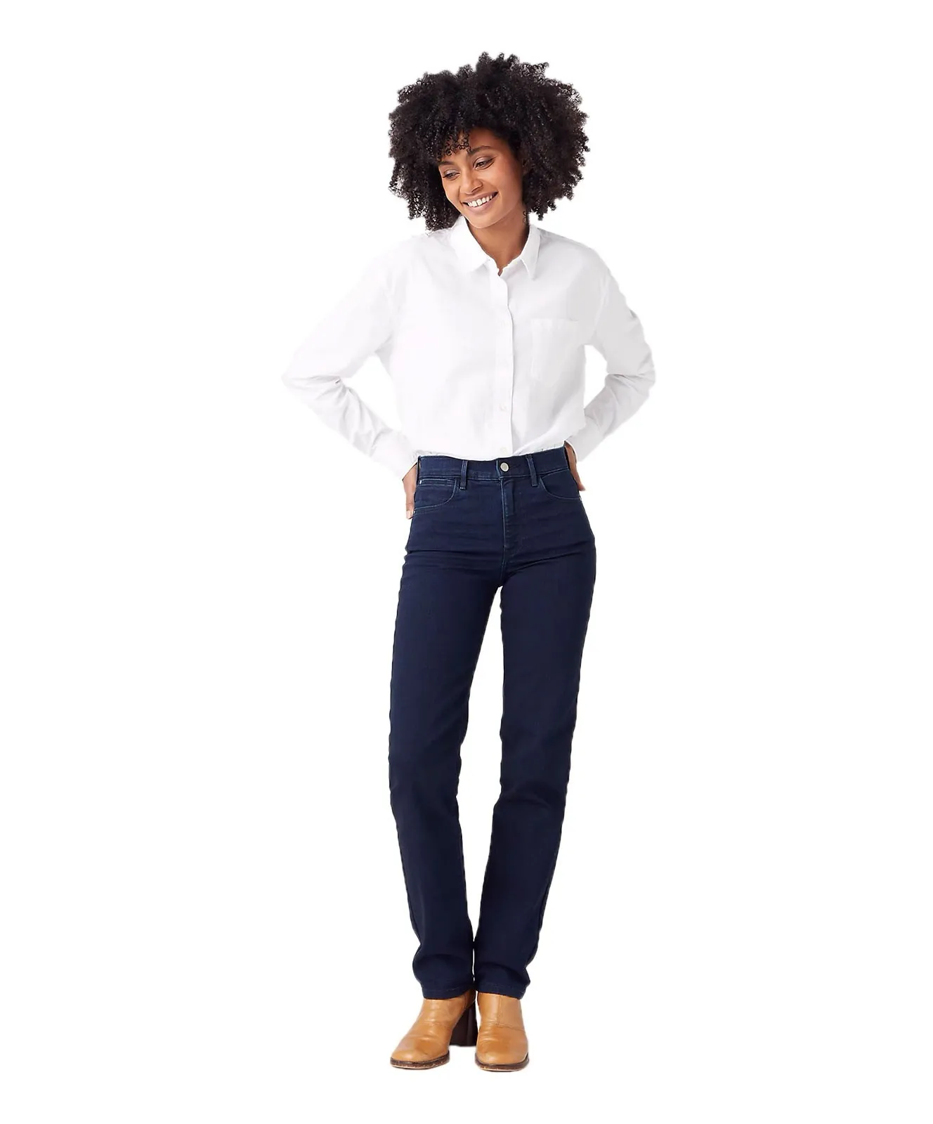Damen Jeans Body Bespoke Straight von Wrangler in Blue Black