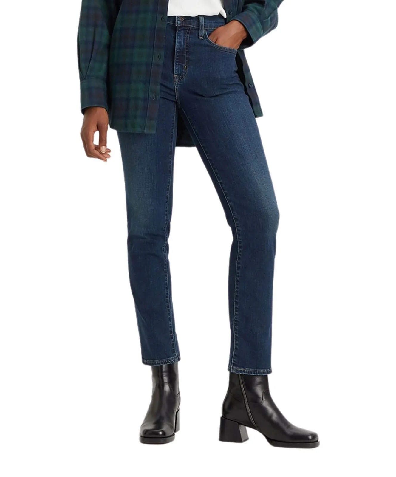 Damen Jeans 724 High-Waisted Straight von Levis in Blue Swell