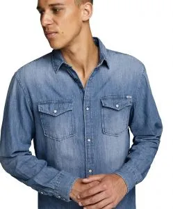 Jack & Jones Jeanshemd Heridan Shirt in blauer Used-Optik