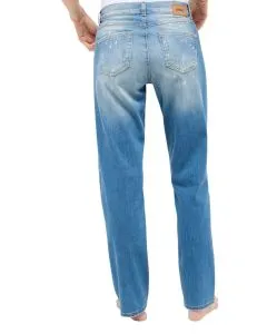 Angels Straight Patch Jeans in Hellblau mit Destroyed Look
