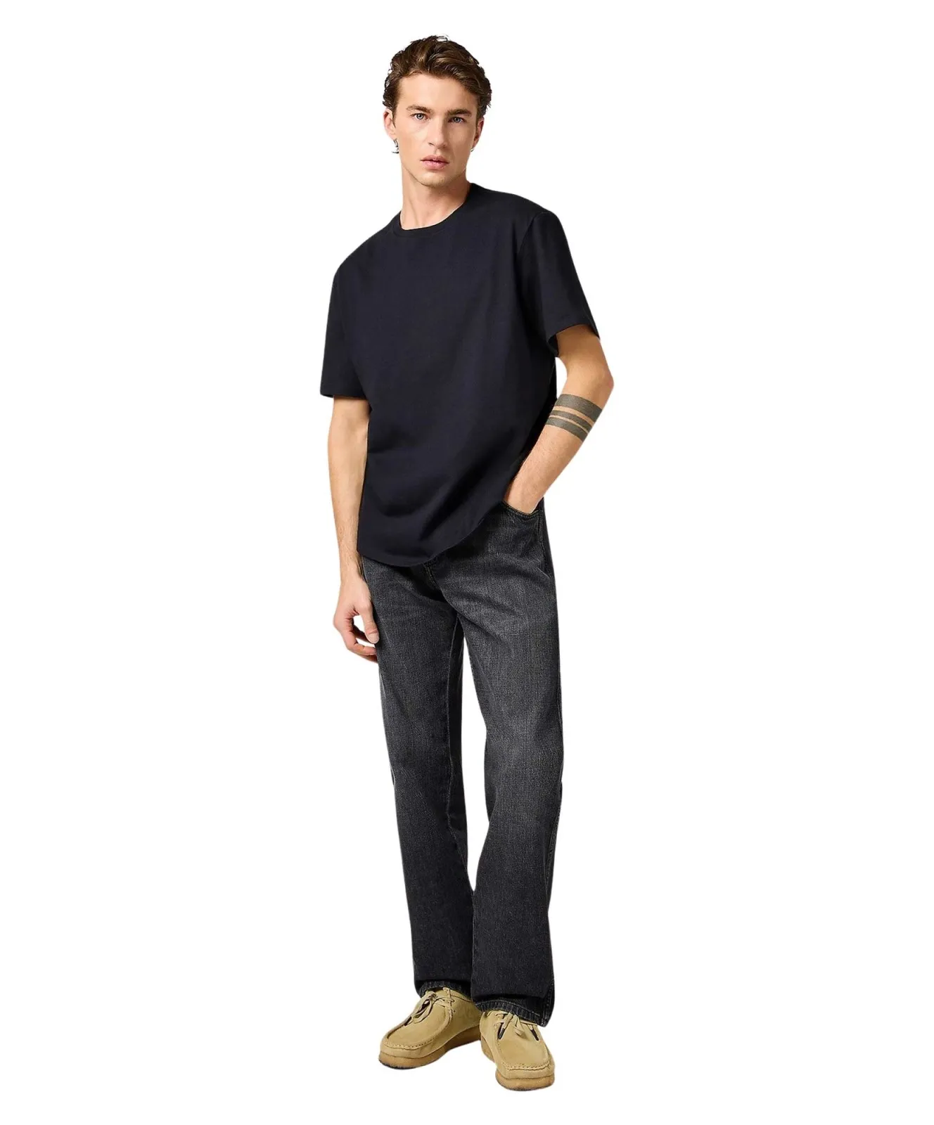 Herren Shirt Solid Tee von Wrangler in Black