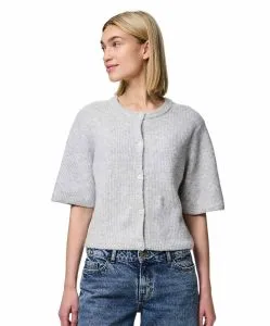 Pieces Cardigan Silly mit Rundhals in Grau