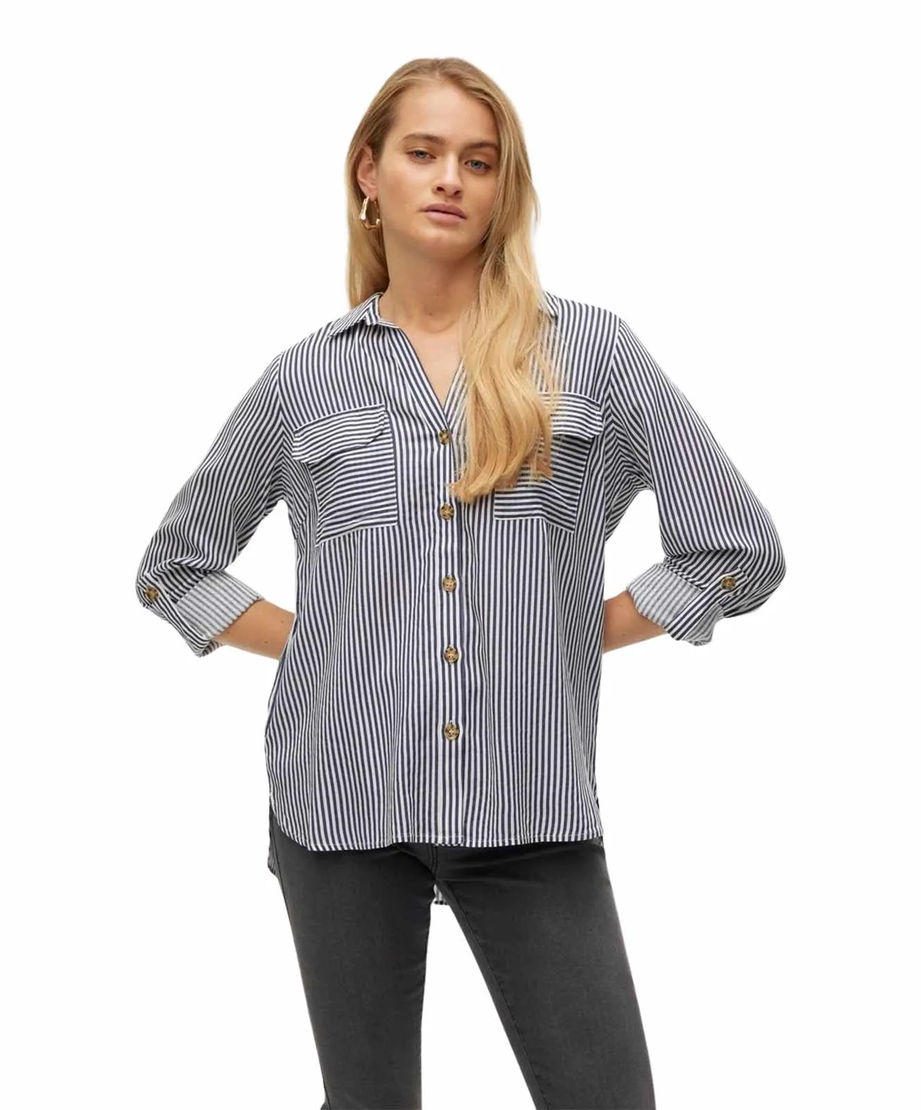 Damen Bluse Bumby von Vero Moda in Snow White India Ink