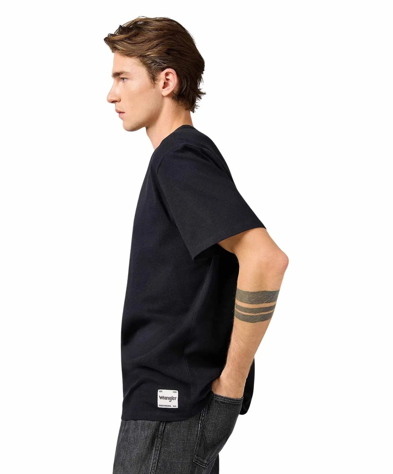 Herren Shirt Solid Tee von Wrangler in Black