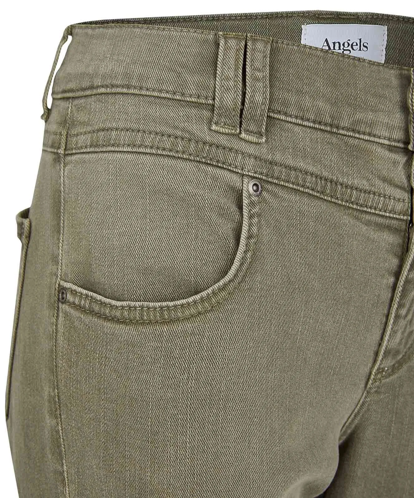 Damen Jeans Skinny Button von Angels in Dark Khaki Used