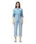 Damen Jeans Baggy Straight von MAC in Light Blue Net Washed