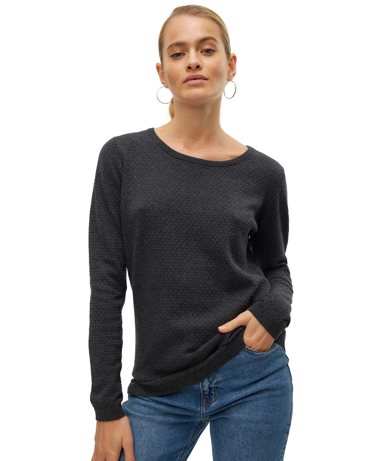 Damen Pullover Care von Vero Moda in Dark Grey Melange