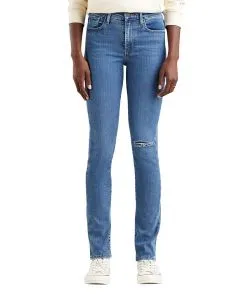 Levi's Jeans Straight 724 High Rise in blau und Zerrissen