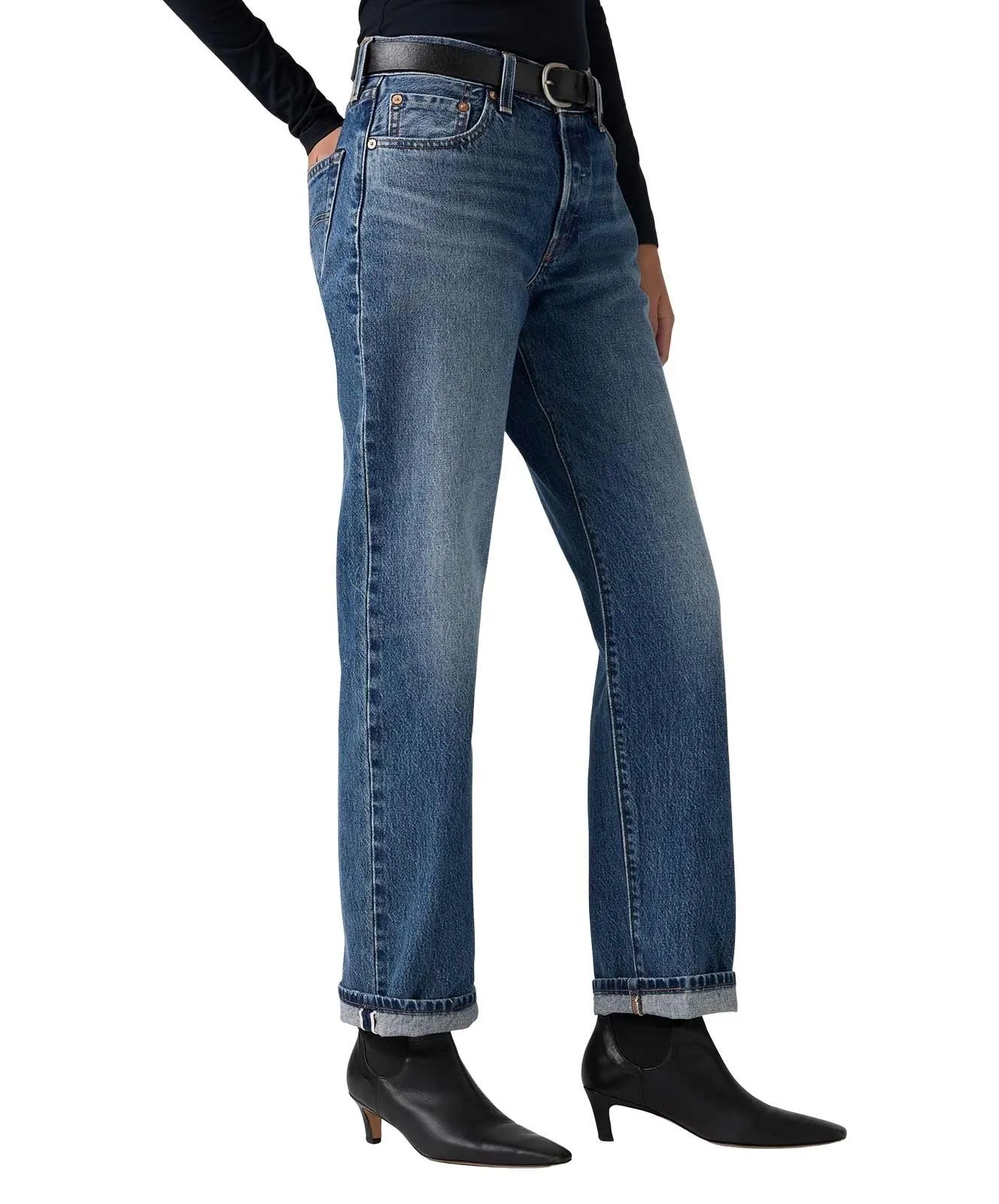 Damen Jeans 501 90s von Levis in Work Yourself Selvedge