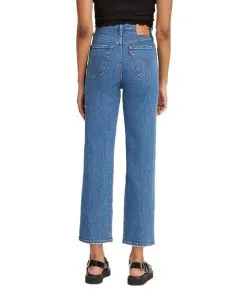Levi’s Ribcage Ankle Straight Jeans in blauem Stonewash
