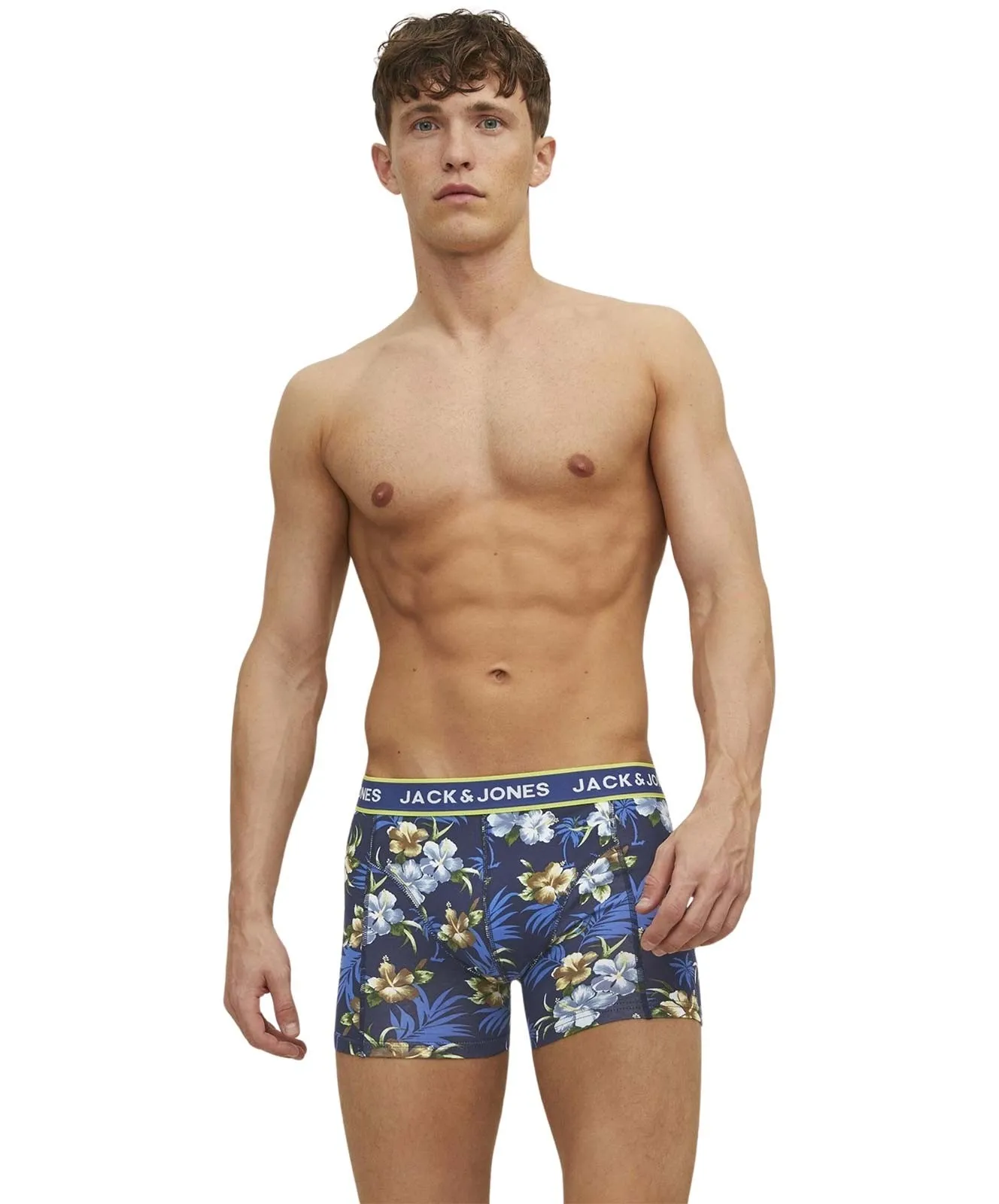Herren Unterwäsche Flower von Jack & Jones in Black Bardaboes cherry - Maritime blue