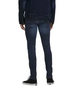 Jack & Jones Jeans Skinny Fit Liam in blau mit Crinkeln