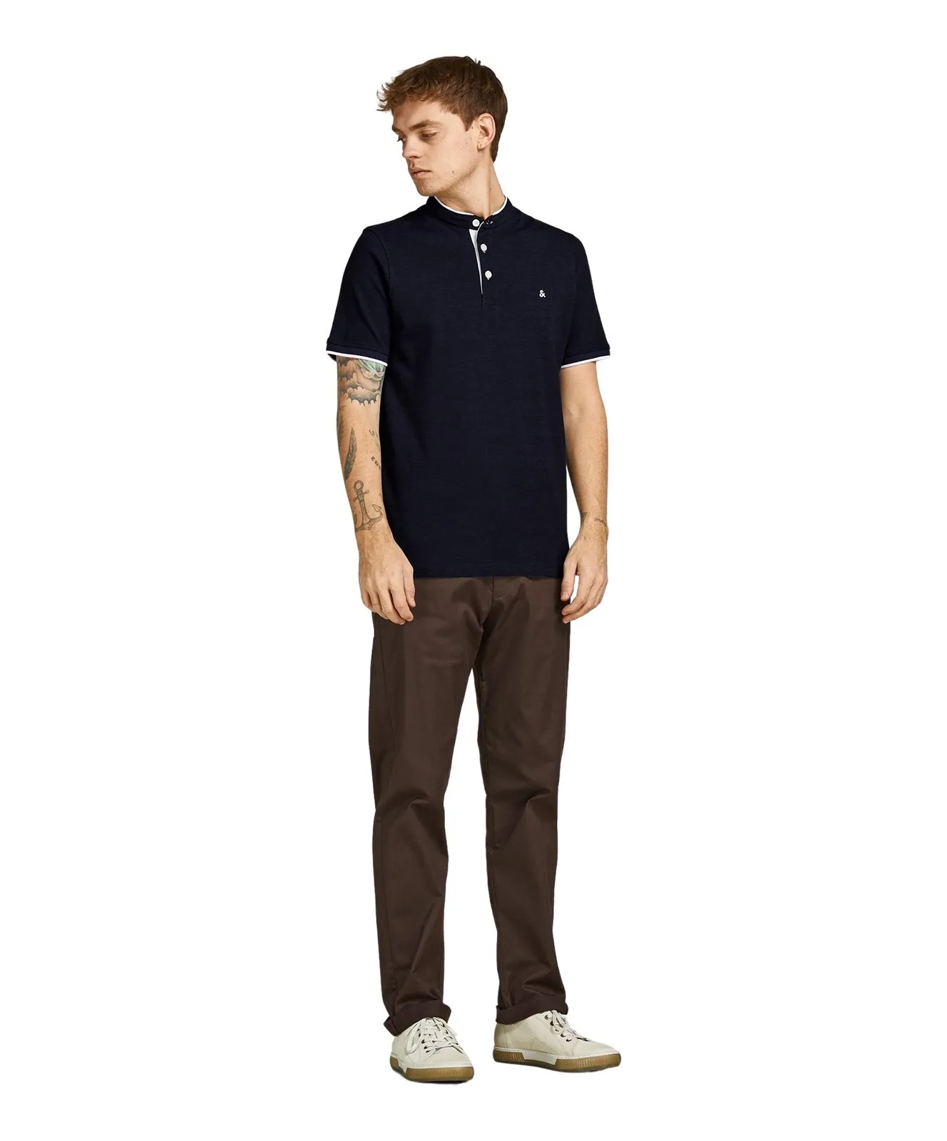 Herren Shirt Paulos Mao von Jack & Jones in Dark Navy