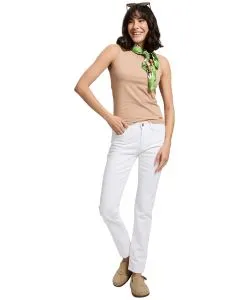 Cross Anya Jeans Slim Fit mit hohem Bund in Weiß 