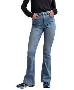Pieces Peggy Jeans mit weitem Bein in hellem Used Look