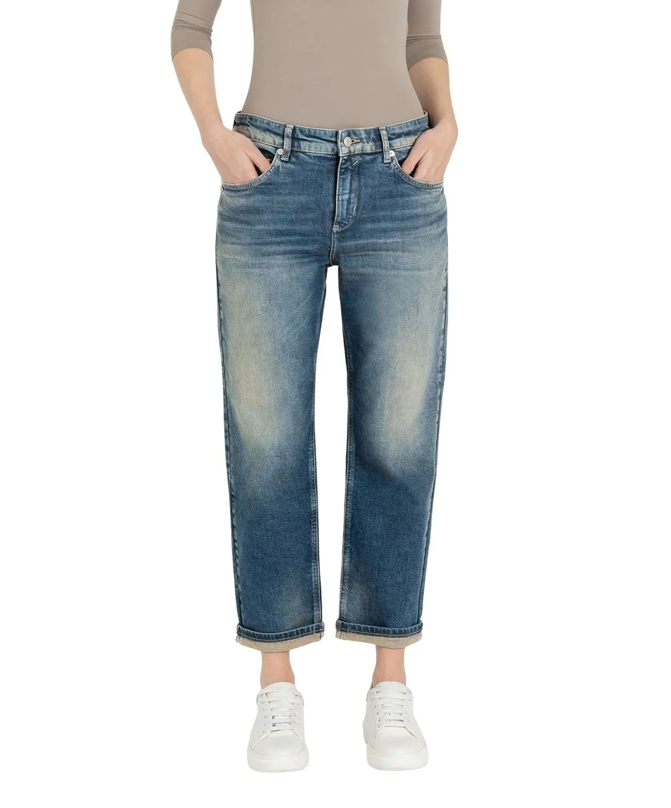 Damen Jeans Straight von MAC in Greenish Tinted Wash