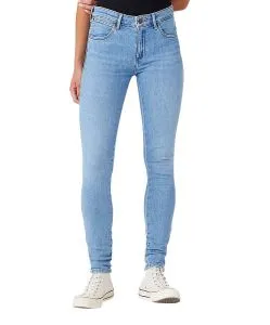Wrangler Damen Jeans Skinny in Hellblau mit mittlerer Leibhöhe