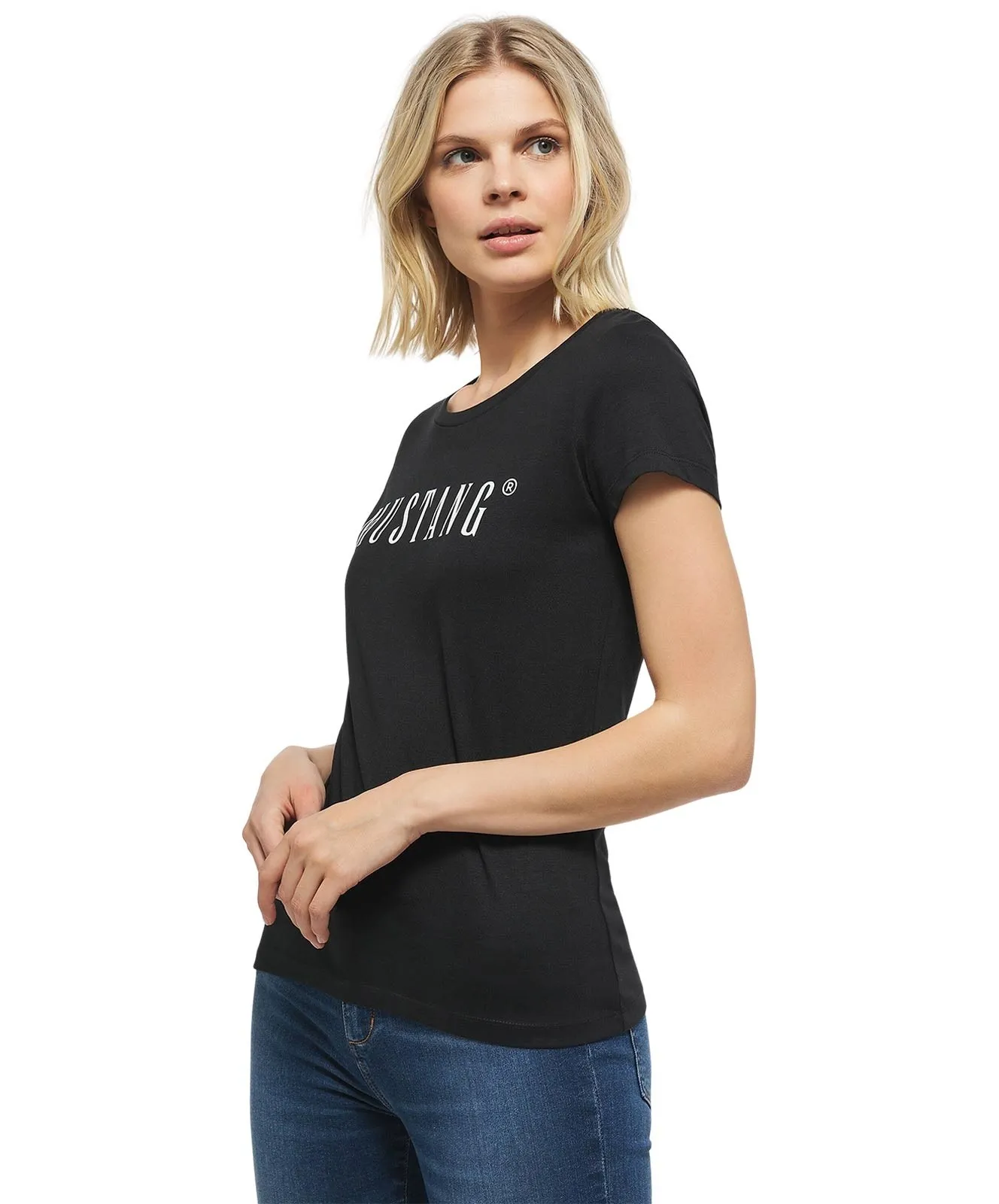 Damen Shirt Alina C Logo Tee von Mustang in Black