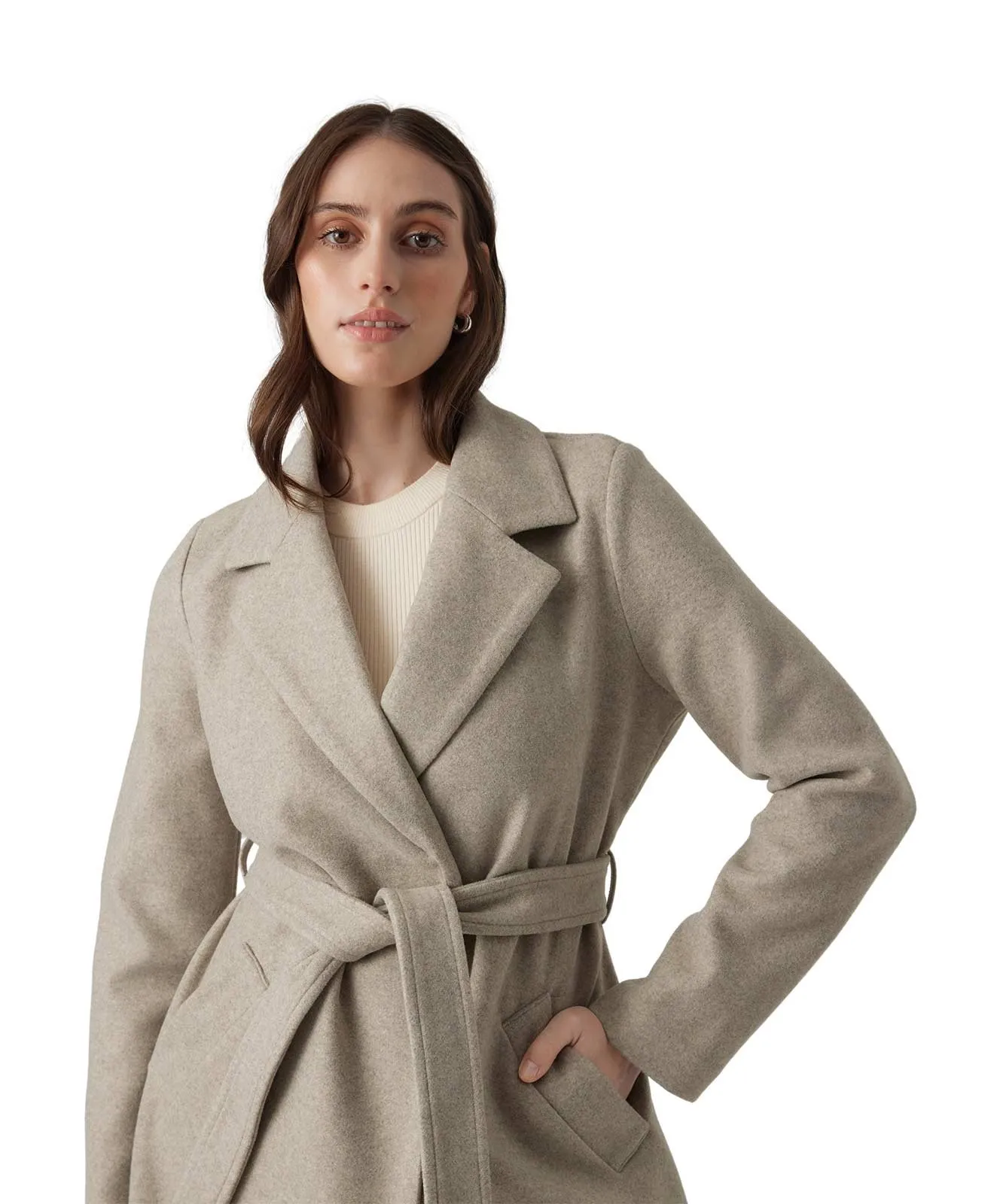 Damen Jacke Fortuneaya Long Coat von Vero Moda in Silver Mink