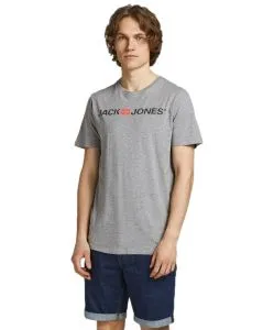 Jack & Jones Slim Fit T-Shirt Corp mit Logo in Light Grey