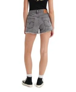 Levi's 501 Shorts mit hohem Bund in schwarzer Used-Optik