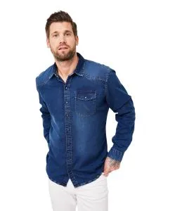 Paddocks Jeanshemd in Indigoblau mit Western-Look