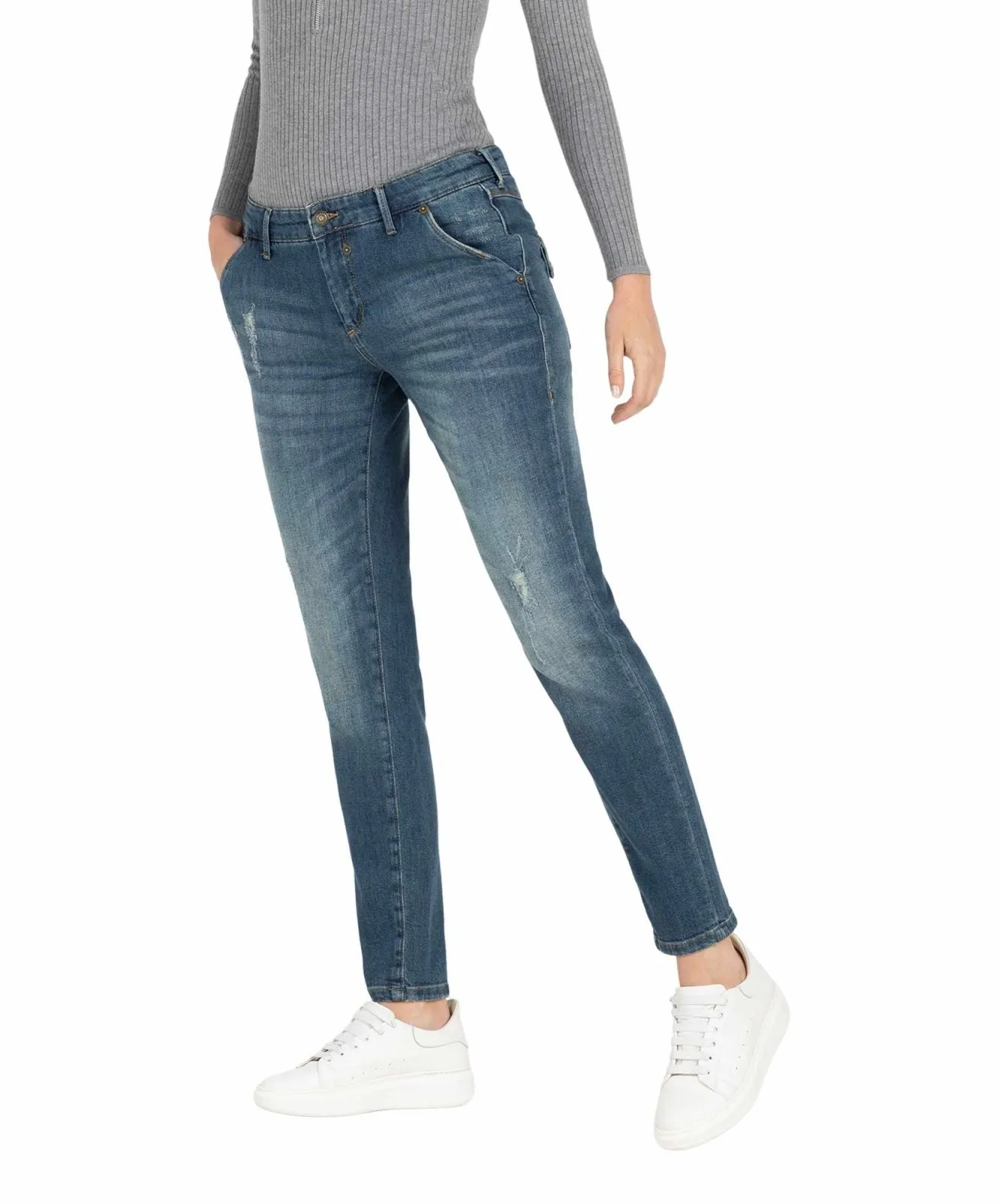 Damen Jeans Montana Chino von MAC in Green Destroyed Wash