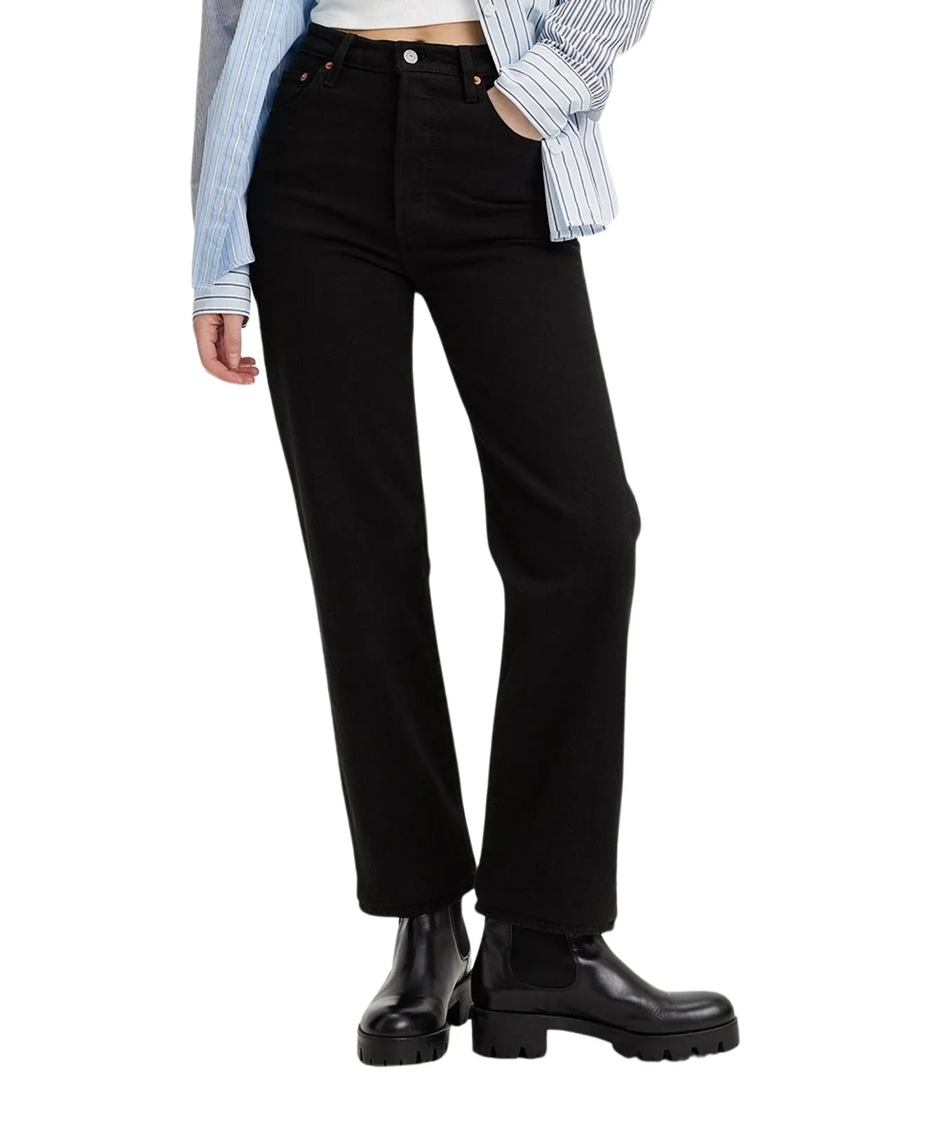 Damen Jeans Ribcage Straight Ankle von Levis in Black Heart