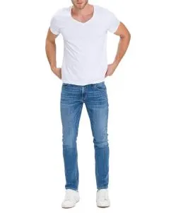 Cross Damien – Gerade, enge Jeans in hellblau verwaschen - Vorne