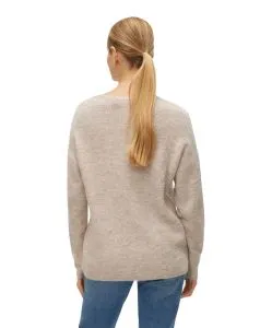 Vero Moda Damen Strickpullover Crewlefile mit V-Auschnitt