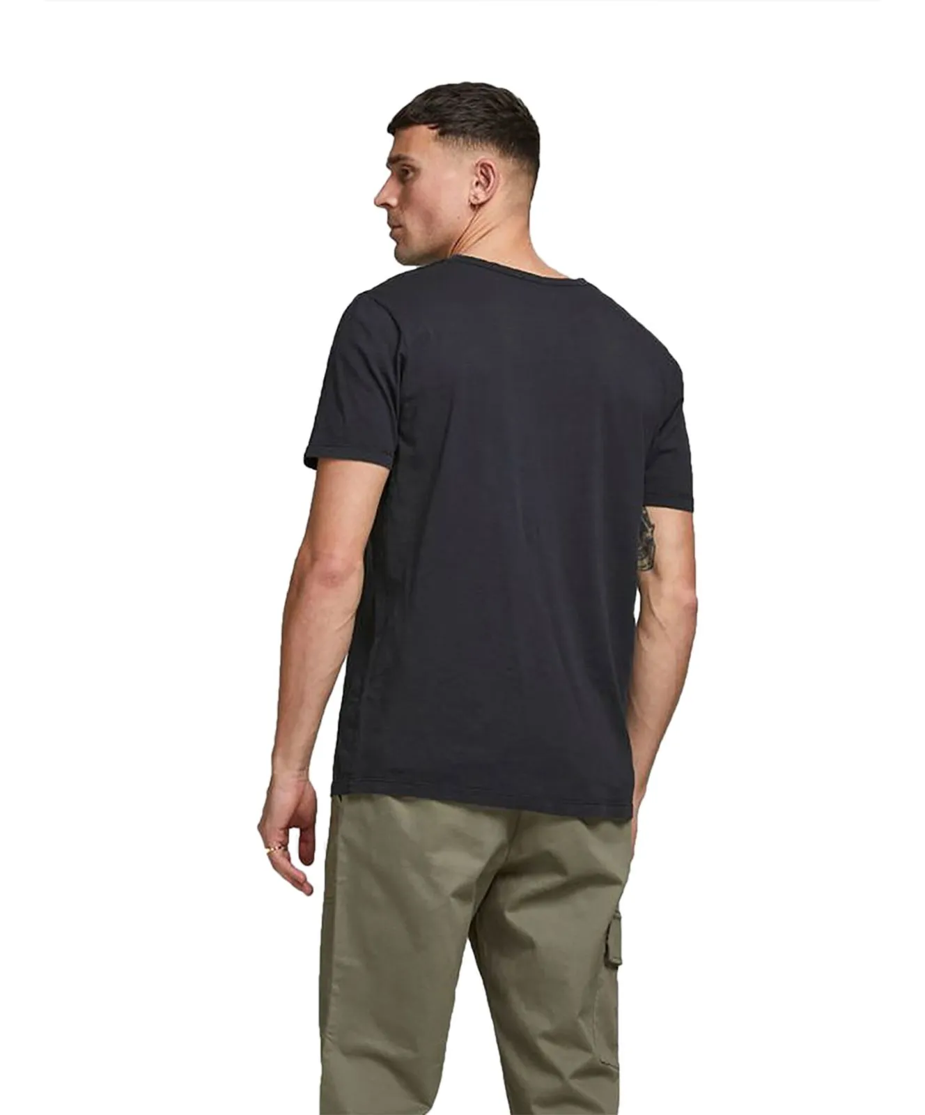 Herren Shirt Split Neck Tee von Jack & Jones in Black